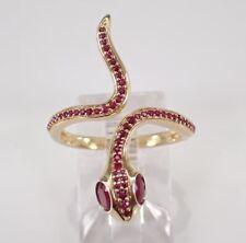 Impresionante anillo banda serpiente rubí rosa simulado corte ovalado enchapado en oro amarillo de 14 k segunda mano  Embacar hacia Argentina