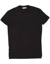 Camiseta gráfica masculina EMPORIO ARMANI média preta poliamida AT02 comprar usado  Enviando para Brazil