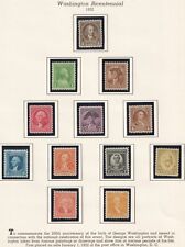 1932 EUA SC 704-15 Washington Bicentenário Conjunto Completo de 12 OG MNH MUITO BOM ESTADO comprar usado  Enviando para Brazil