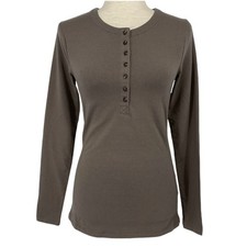 Camiseta Henley de malha MENINA COM CURVAS NOVA SEM ETIQUETAS em Mocha tamanho XXS A523244 comprar usado  Enviando para Brazil