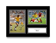 Usado, Foto autografada A4 assinada por Zico Brasil Flamengo presente exibição memorabilia + certificado de autenticidade comprar usado  Enviando para Brazil