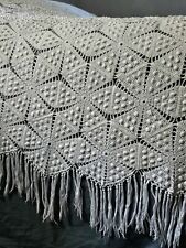 Cobertura de cama vintage mão crochê marfim pipoca cata-vento franja 80" X 90" comprar usado  Enviando para Brazil