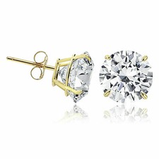 Brincos de ouro amarelo 14K redondos solitário cúbico zircônia empurrar para trás comprar usado  Enviando para Brazil