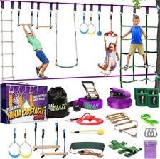 Ninja Warrior Obstacle Course para crianças -2 x 55 pés Slackline rede de carga escada de corda comprar usado  Enviando para Brazil