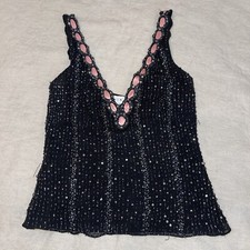 Blusa Basix de seda com miçangas com detalhe de fita rosa tamanho 6, usado comprar usado  Enviando para Brazil