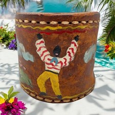 Vintage COURO Costurado Antigo BAR GAME DICE UP SHAKER Caribe Pintado à Mão comprar usado  Enviando para Brazil