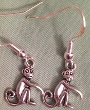Monkey earrings pewter for sale  Goleta
