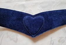 CINTO DE COURO VINTAGE AUTÊNTICO GASSNER DIRNDL OKTOBERFEST CORAÇÃO VELUDO AZUL comprar usado  Enviando para Brazil