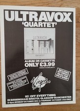 ULTRAVOX Quartet 1982 UK magazine ADVERT /Poster/Clipping 11x8 inches comprar usado  Enviando para Brazil