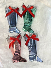 4 enfeites vintage Japão FOLHA CORTADA DIE CUT Santa Boot RECIPIENTES DE DOCES DE NATAL MCM comprar usado  Enviando para Brazil
