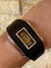 Usado, 1970 Vintage Technos Relógio Masculino de Couro Jump Hour Automático Autêntico 39mm Raro comprar usado  Enviando para Brazil