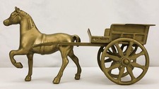 Boneco vintage de latão maciço cavalo e carrinho meados do século moderno MCM ~ 10" x 5" x 3" comprar usado  Enviando para Brazil