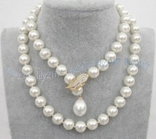 Elegante Colar de Contas Redondas de Pérolas Concha do Mar do Sul Branco 14-50"" 8/10/12/14mm comprar usado  Enviando para Brazil