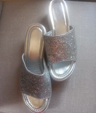 Silver sparkle sandals for sale  STOCKPORT