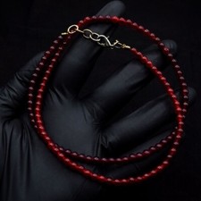 Lindo colar de miçangas formato redondo ônix vermelho 74 cts fio único VK 18 E649 comprar usado  Enviando para Brazil