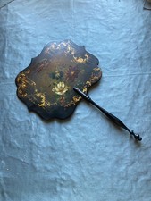 Tela/ventilador floral antigo/vitoriano de papel machê pintado à mão comprar usado  Enviando para Brazil