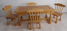 Mesa de jantar de madeira para casa de bonecas com 4 cadeiras conjunto 1:12 móveis em miniatura 6" x 3" comprar usado  Enviando para Brazil