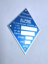 Plaque constructeur alpine d'occasion  Vitré