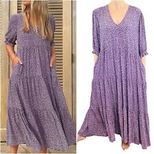 Vestido Mister Zimi tamanho 14 L roxo e branco Mae In Grapevine Lottie gola V comprar usado  Enviando para Brazil