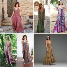 Lote por atacado 15 peças vestido feminino indiano tamanho livre maxi feminino vestido de seda sortido., usado comprar usado  Enviando para Brazil
