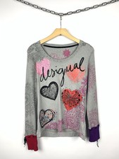 Suéter feminino designer Y2K Desigual padrão coração floral tamanho G cinza com alça, usado comprar usado  Enviando para Brazil