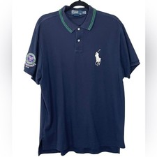 Polo Ralph Lauren Big Pony 2008 Wimbledon Ball Boy azul marinho ajuste personalizado GG comprar usado  Enviando para Brazil