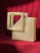 Bolsa de pérolas, bolsa feminina feita à mão com miçangas acrílicas, bolsa de mão Pearl Clutch pequena comprar usado  Enviando para Brazil