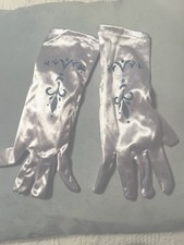 Luvas de cetim branco Elsa Frozen Princess tamanho infantil excelente estado sem etiquetas comprar usado  Enviando para Brazil