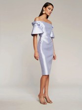 Elegantes vestidos curtos de cetim para a mãe da noiva com bainha de laço vestido madrinha comprar usado  Enviando para Brazil