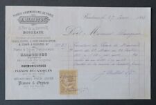 Facture 1888 BORDEAUX piano harmonium BILLIOT orgue entête illustrée 48 comprar usado  Enviando para Brazil