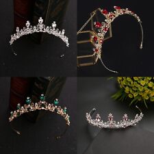 Tiara verde vermelha rosa clara cristal strass coroa de casamento peça de cabelo nupcial comprar usado  Enviando para Brazil