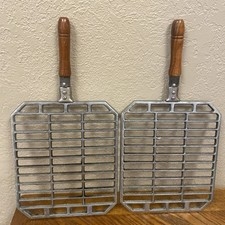 Conjunto de 2 alças de madeira vintage de ferro fundido Hibachi Grill comprar usado  Enviando para Brazil