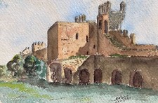 Château ruines aquarelle d'occasion  Artigues-près-Bordeaux