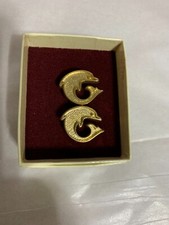 Usado, Vintage, Masculino, Tom Dourado, Golfinho e um par de Poli Preto, Abotoaduras, comprar usado  Enviando para Brazil