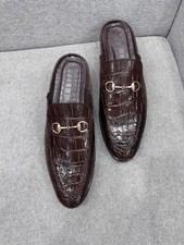 Sapatos masculinos EUA 13 marrom 100% genuíno, pele de couro exótico real - Feito à mão comprar usado  Enviando para Brazil