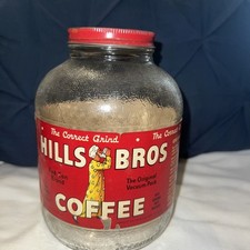 Usado, Antiga garrafa de café Hills Bros 1940 vidro transparente texturizado com tampa aprox 6,5” comprar usado  Enviando para Brazil