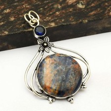 Pingente étnico de pedra preciosa de sodalita tanzanita joia presente para menina 2,8" AP-84808 comprar usado  Enviando para Brazil