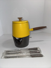 Usado, Conjunto de fondue COPCO vintage MCM Michael Lax Holland cabo de madeira amarelo com garfos comprar usado  Enviando para Brazil