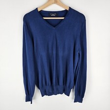 Suéter pulôver Zara masculino tamanho M azul malha gola V manga longa casual comprar usado  Enviando para Brazil