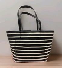 Bolsa de mão Kate Spade Phoebe preta branca listrada nylon couro bolsa com pó comprar usado  Enviando para Brazil