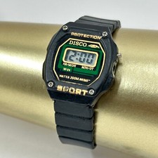 Relógio de pulso proteção discoteca esportes digital LCD relógio preto WR 200M funcionando comprar usado  Enviando para Brazil