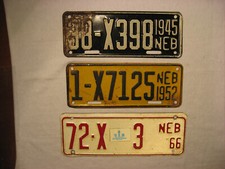 Placas de licença de reboque de 1945, 1952 e 1968 Nebraska - Três décadas, usado comprar usado  Enviando para Brazil
