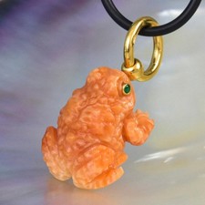 Pingente de sapo esculpido em concha de damasco e ouro Vermeil sobre prata esterlina 6,57 g comprar usado  Enviando para Brazil