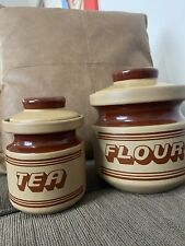 POTES RETRÔ DE FARINHA E CHÁ DOS ANOS 70 COM TAMPAS Conjunto Vintage de 2 comprar usado  Enviando para Brazil