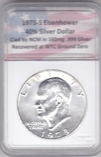 1973-S $1 dólar Ike Eisenhower NCM folheado a prata WTC Ground Zero Recovery - comprar usado  Enviando para Brazil