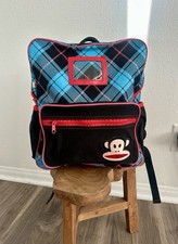 Mochila Paul Frank Julius Monkey verdadeira vintage Y2K azul preta vermelha xadrez comprar usado  Enviando para Brazil