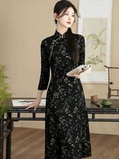 Black embroidered qipao for sale Black embroidered qipao for sale  West Covina