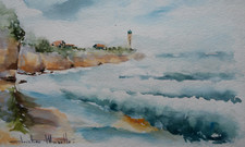 Phare biarritz aquarelle d'occasion  Cambo-les-Bains