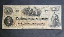 1862 Nota Confederada 100 Richmond, VA Jefferson Davis, marca d'água, Juros Pagos, usado comprar usado  Enviando para Brazil