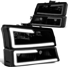 Faróis de lente fumê LED DRL com lâmpadas de para-choque de sinal para 03-06 Chevy Silverado comprar usado  Enviando para Brazil